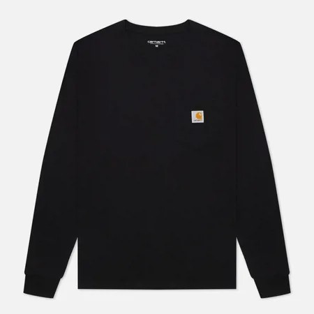 Мужской лонгслив Carhartt WIP L/S Pocket, цвет чёрный, размер S