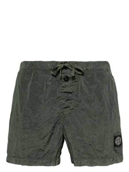 Плавки-шорты с жатым эффектом и нашивкой-логотипом Stone Island, зеленый