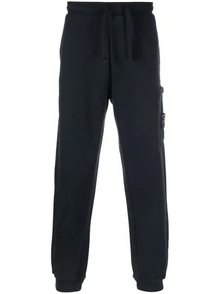 Stone Island спортивные брюки с нашивкой Compass, синий