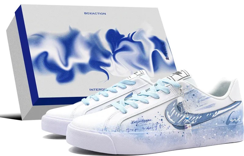 Кроссовки Nike Court Royale Skateboarding Shoes Unisex Low-top White, синий