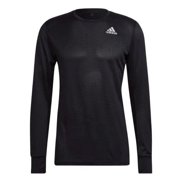 Футболка Men's adidas Solid Color Logo Printing Reflective Slim Fit Long Sleeves Black T-Shirt, мультиколор