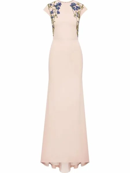 Oscar de la Renta шелковое платье с бисером, розовый