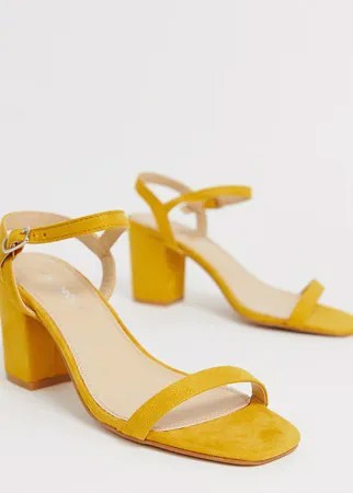 Желтые босоножки на блочном каблуке Glamorous Wide Fit-Желтый