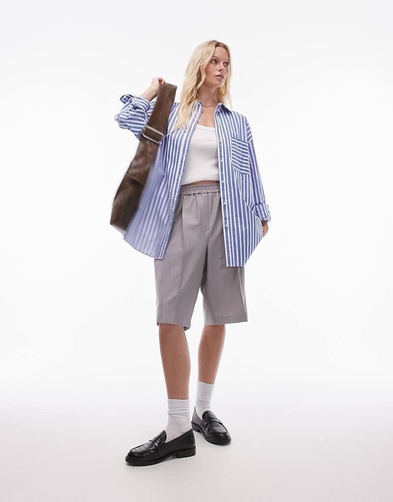 Topshop – рубашка оверсайз в широкие синие полосы