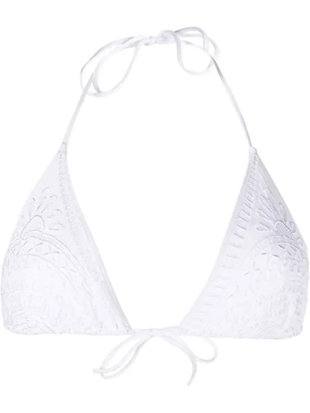 Ermanno Scervino лиф бикини с треугольными чашками и вышивкой, белый