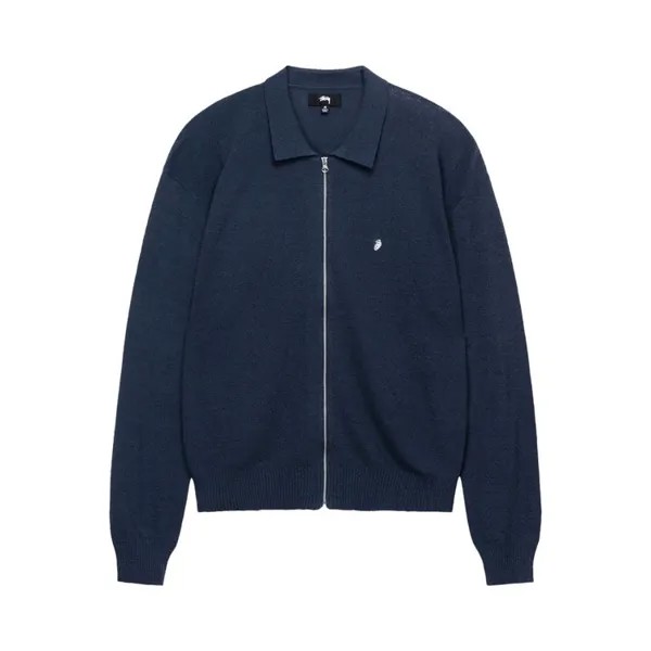 Поло Stussy Light Weight Long-Sleeve Zip 'Navy', синий