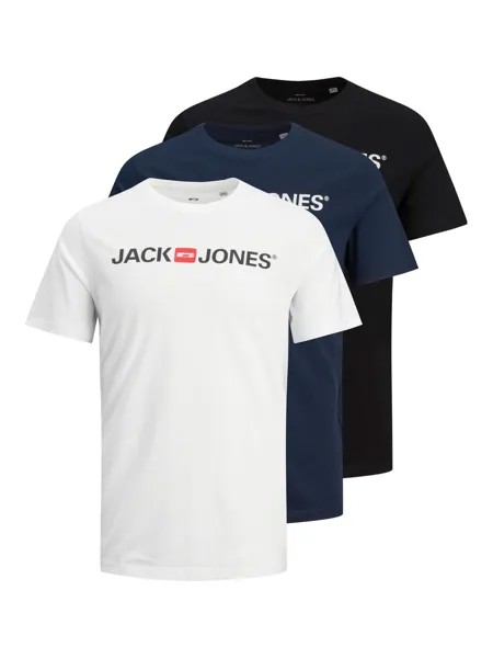 Футболка JACK & JONES, темно-синий/черный/белый