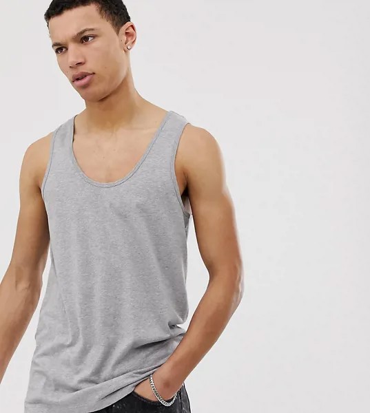 Серая меланжевая майка ASOS DESIGN Tall-Серый