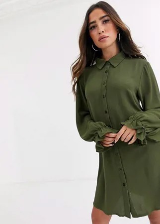 Платье-рубашка цвета хаки Missguided-Зеленый