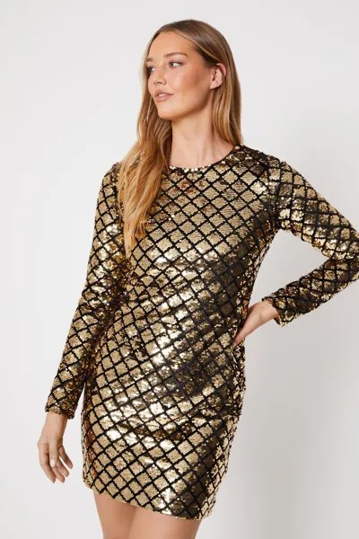 Облегающее мини-платье Diamond Velvet с пайетками Oasis, золото