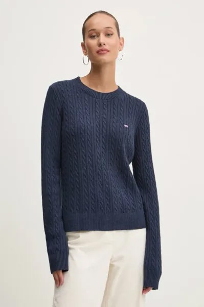 Хлопковый свитер Tommy Jeans, темно-синий