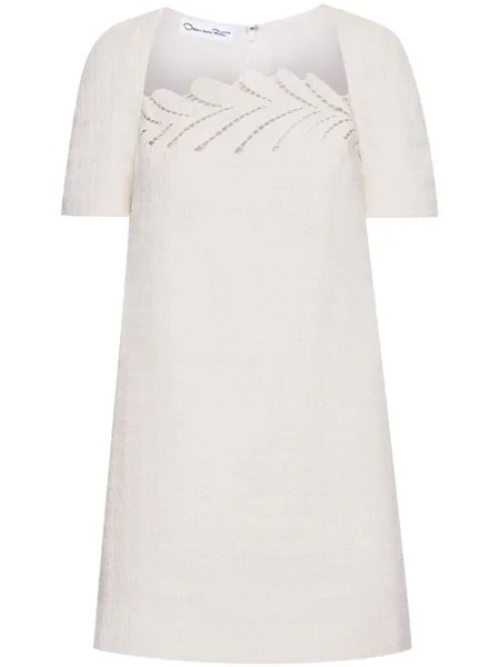 Oscar de la Renta твидовое платье-трапеция Fern, белый