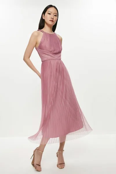 Плиссированное платье-миди по всей поверхности Coast, розовый