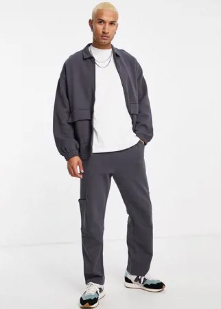 Выбеленная черная oversized-куртка с карманами (от комплекта) ASOS DESIGN-Черный цвет