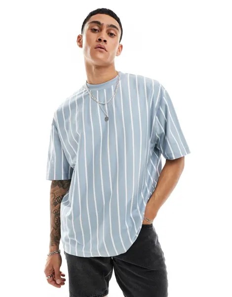 Синяя оверсайз-футболка в вертикальную полоску ASOS DESIGN