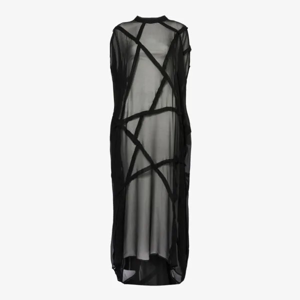 Платье макси из прозрачного шелка с вытянутым абстрактным узором Symetria, черный