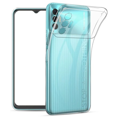 Прозрачный силиконовый чехол с защитой камеры для Tecno Spark 8P / Тонкий противоударный легкий чехол накладка на телефон Техно Спарк 8Р