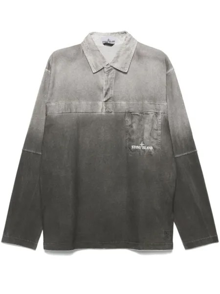 Stone Island рубашка поло с принтом «компас», серый