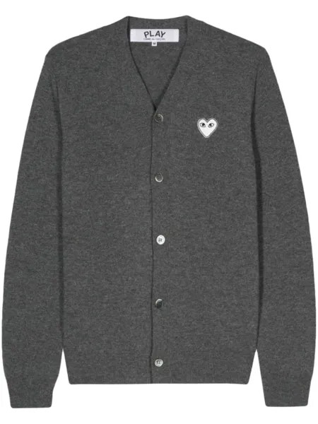 Comme Des Garçons Play шерстяной кардиган с нашивкой, серый