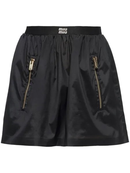 Miu Miu шелковая юбка мини, черный