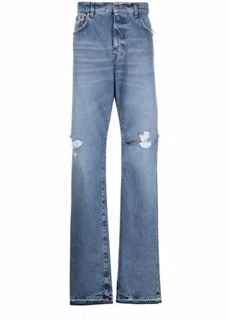 424 широкие джинсы с эффектом потертости