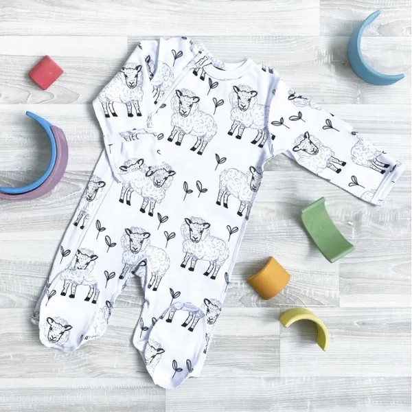 Mjolk Комбинезон Sleep and Play Basic Овечки швы наружу