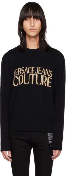 Черный свитер с круглым вырезом Versace Jeans Couture