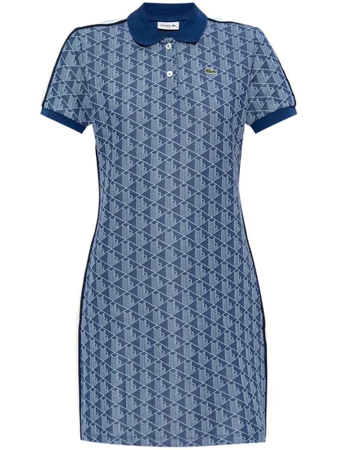 Lacoste платье-поло с монограммой и жаккардом, синий