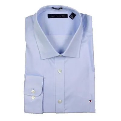 Мужская синяя рубашка узкого кроя на пуговицах Tommy Hilfiger 16,5 34/35 л BHFO 7442