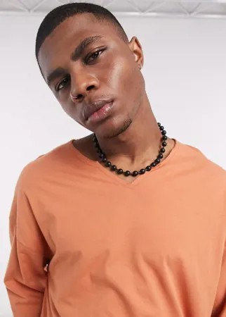 Рыжий oversized-лонгслив с разрезом на вороте ASOS DESIGN-Оранжевый