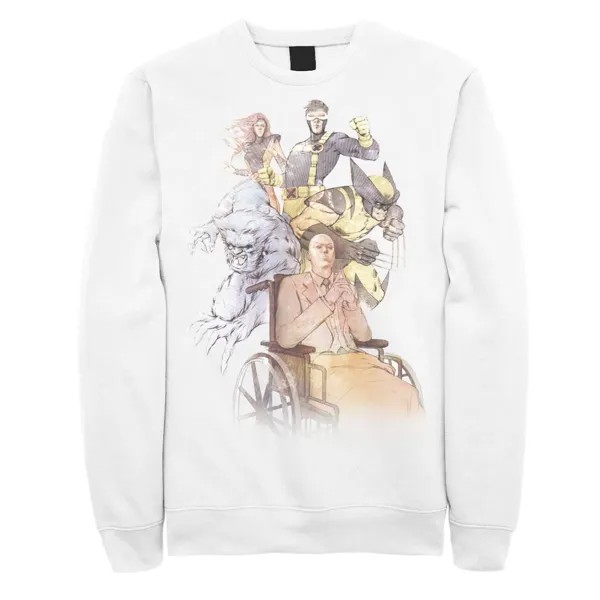 Мужской флисовый пуловер с рисунком X-Men Xavier Vintage Group Sketch Marvel