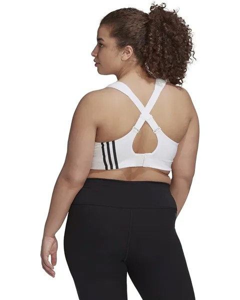 Бюстгальтер Adidas Plus Size Tailored Impact Luxe Training High Support Zip Bra, цвет White/Black