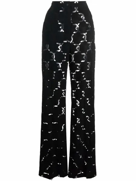 David Koma monogram-logo high-waisted flared trousers