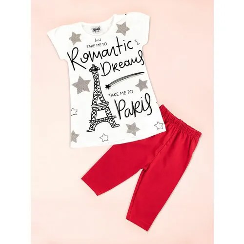 Комплект одежды , футболка и капри, повседневный стиль, размер 110, красный