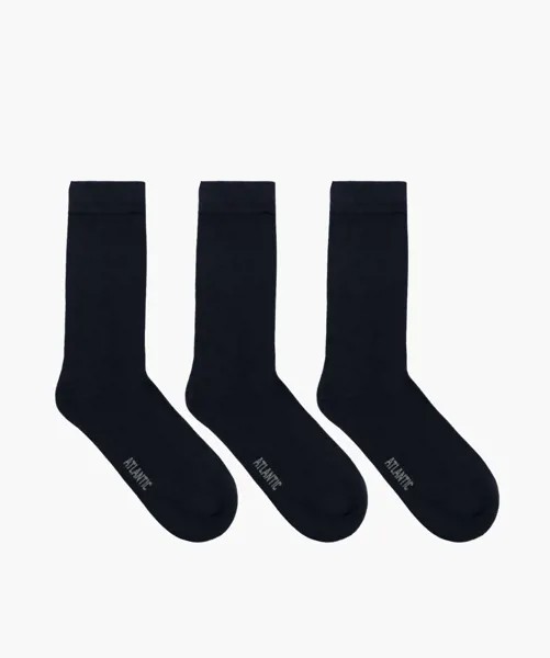 Мужские носки Atlantic, 3 пары в уп., хлопок, темно-синие, Basic 3BMC-101