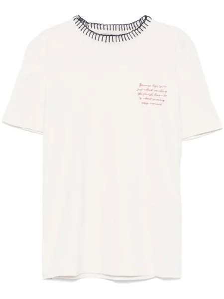 Golden Goose футболка с вышитым текстом, нейтральный цвет
