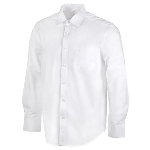 Рубашка Us Basic, деловой стиль, прямой силуэт, длинный рукав, манжеты, карманы, однотонная, размер 3XL, белый