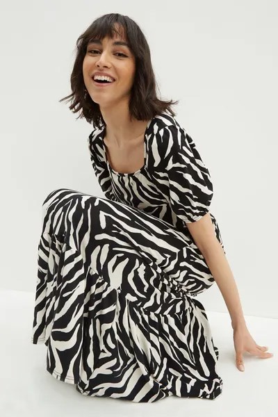 Платье миди Petite Zebra с завязкой на спине Dorothy Perkins, мультиколор