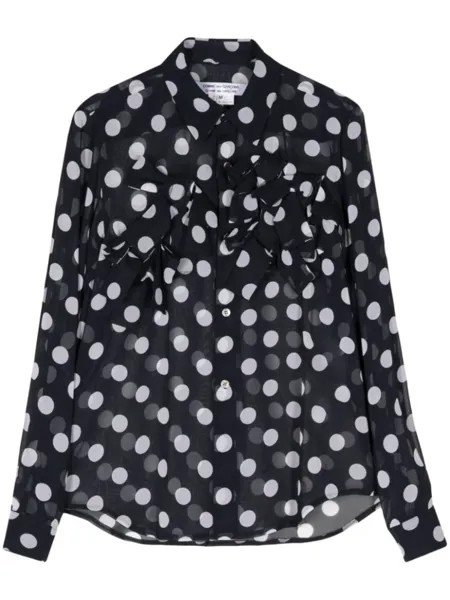 Рубашка в горошек с рюшами спереди Comme Des Garçons Comme Des Garçons, синий