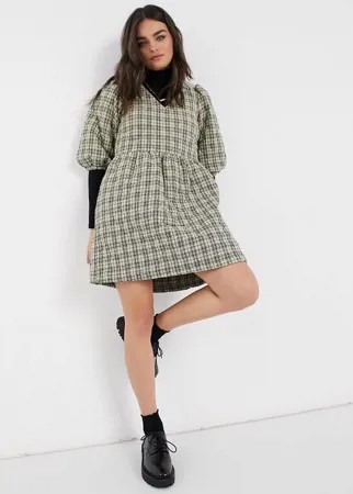 Свободное стеганое платье мини в клетку Vero Moda-Мульти