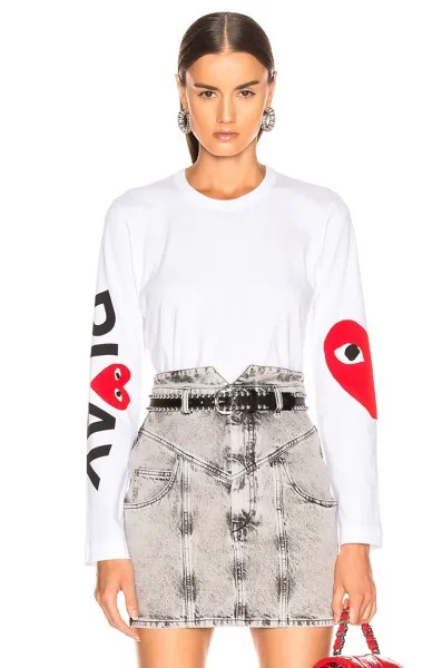 Футболка Comme des Garçons Long Sleeve Logo Emblem, белый