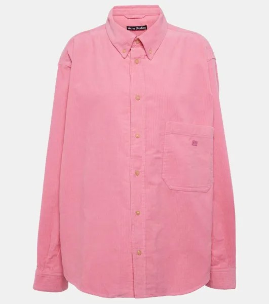 Верхняя рубашка из хлопкового вельвета Acne Studios, цвет tango pink