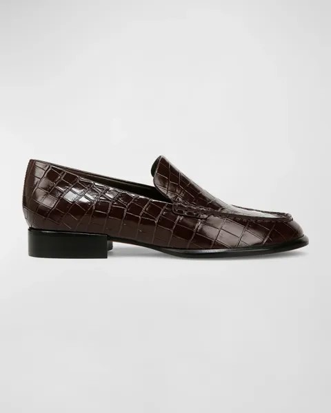 Лоферы Naomi с тиснением под крокодила Vince, цвет Cacao Brown Croc Print Leather
