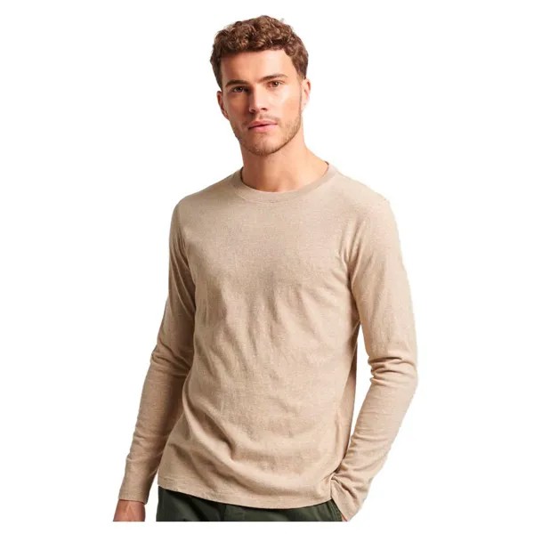 Футболка Superdry Long Sleeve Round Neck, бежевый