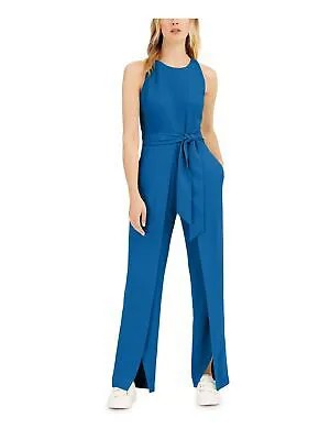 INC DRESSES Женский синий комбинезон без рукавов с круглым вырезом и широкими штанинами 8