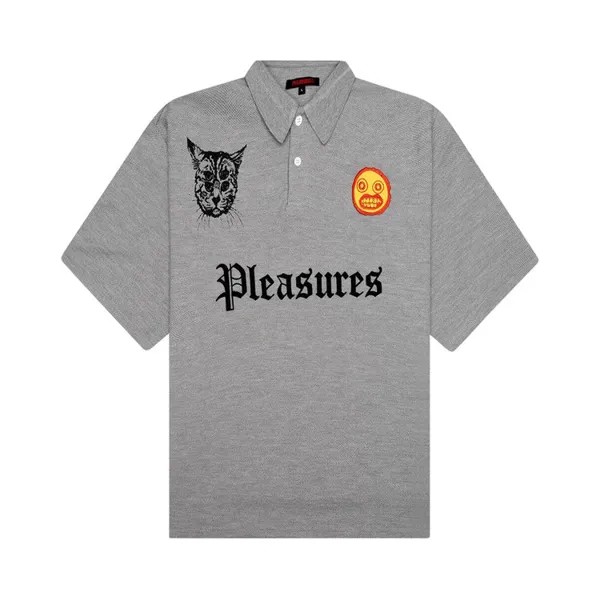 Поло Pleasures Wyatt Boxy Polo, серый