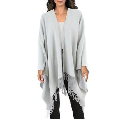 Женский серый многослойный свитер-пончо Eileen Fisher с отделкой бахромой, O/S BHFO 9508