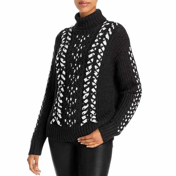 Женский свитер с высоким воротником из мериносовой шерсти Jason Wu, черный, размер L