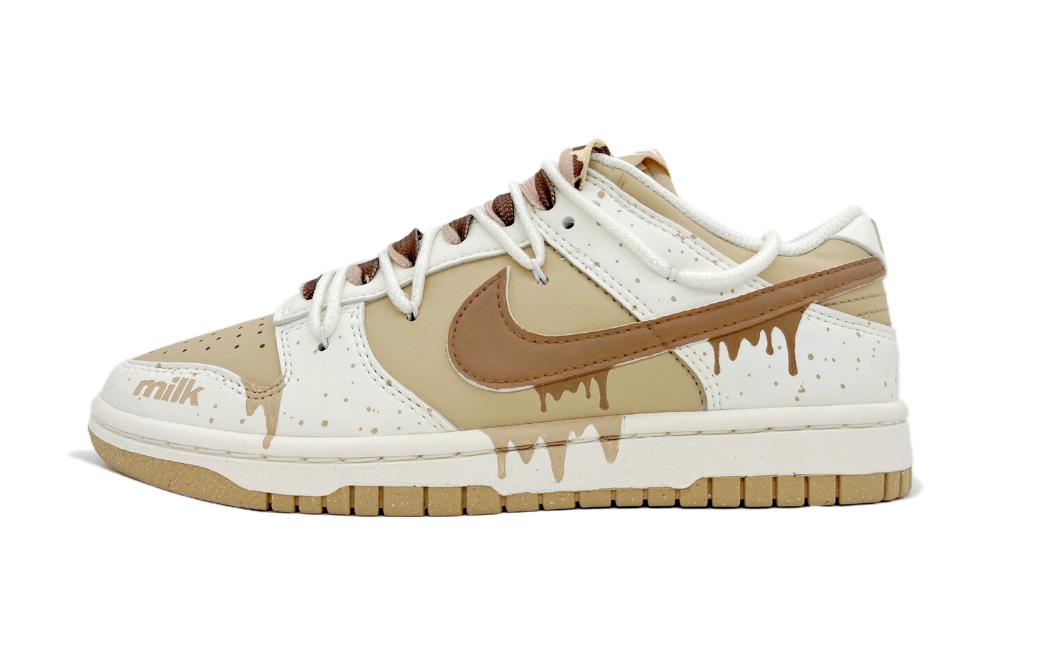 Кроссовки Nike Dunk Skateboarding Shoes Women's Low-top Off White/Brown, хаки