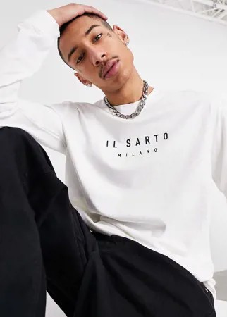 Белый лонгслив с логотипом Il Sarto